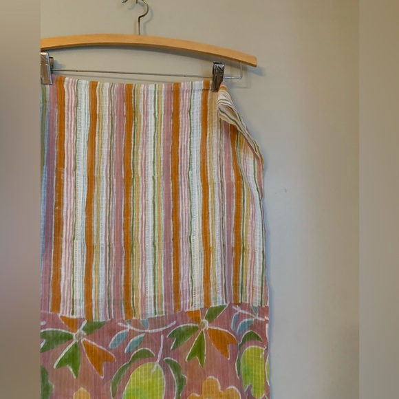 Gudrun Sjoden Cotton Scarf Shawl mixed fabric Striped dots floral 78”x19” - Picture 7 of 8